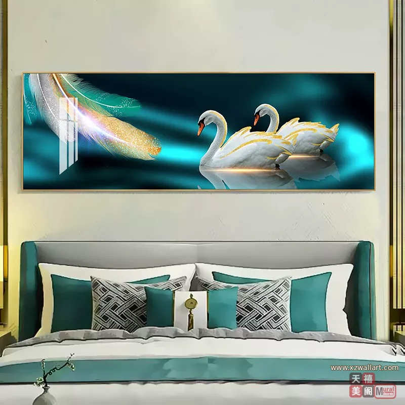 抽象 单幅 装饰画 轻奢风 卧室背景墙挂画 晶瓷画
