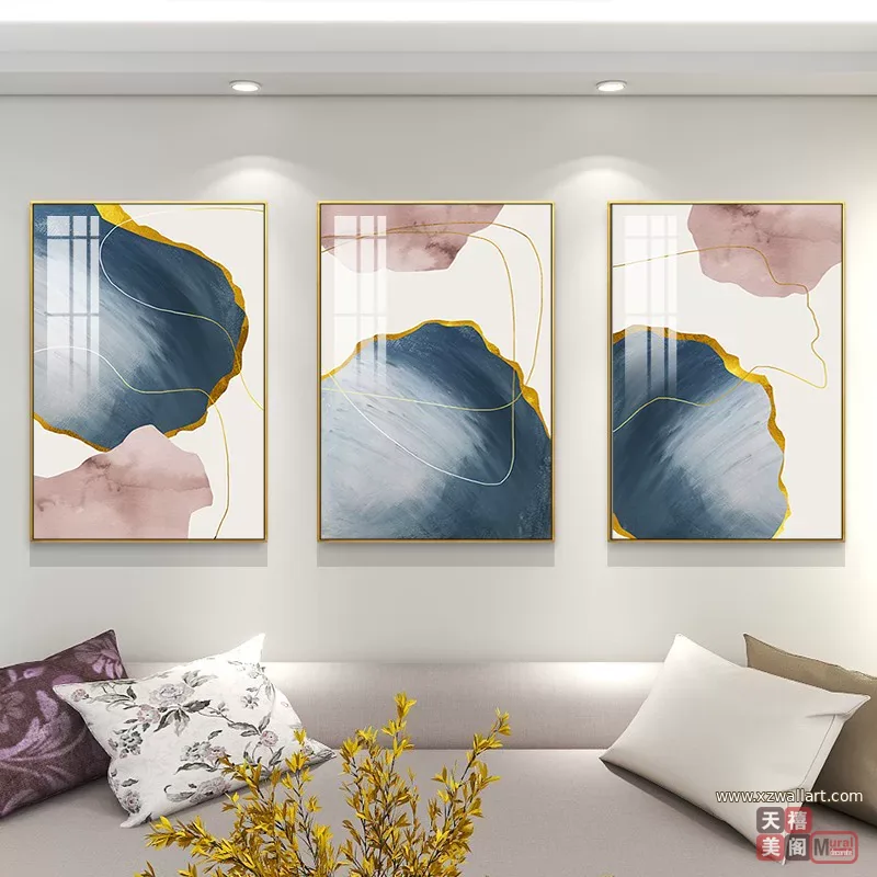 抽象 三联 装饰画 现代简约 客厅背景墙挂画 晶瓷画