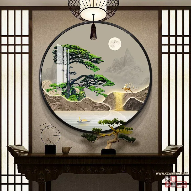 抽象 单幅 装饰画 新中式 玄关背景墙挂画 晶瓷画
