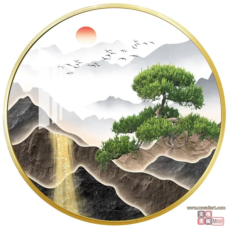 抽象 单幅 装饰画 新中式 玄关背景墙挂画 晶瓷画
