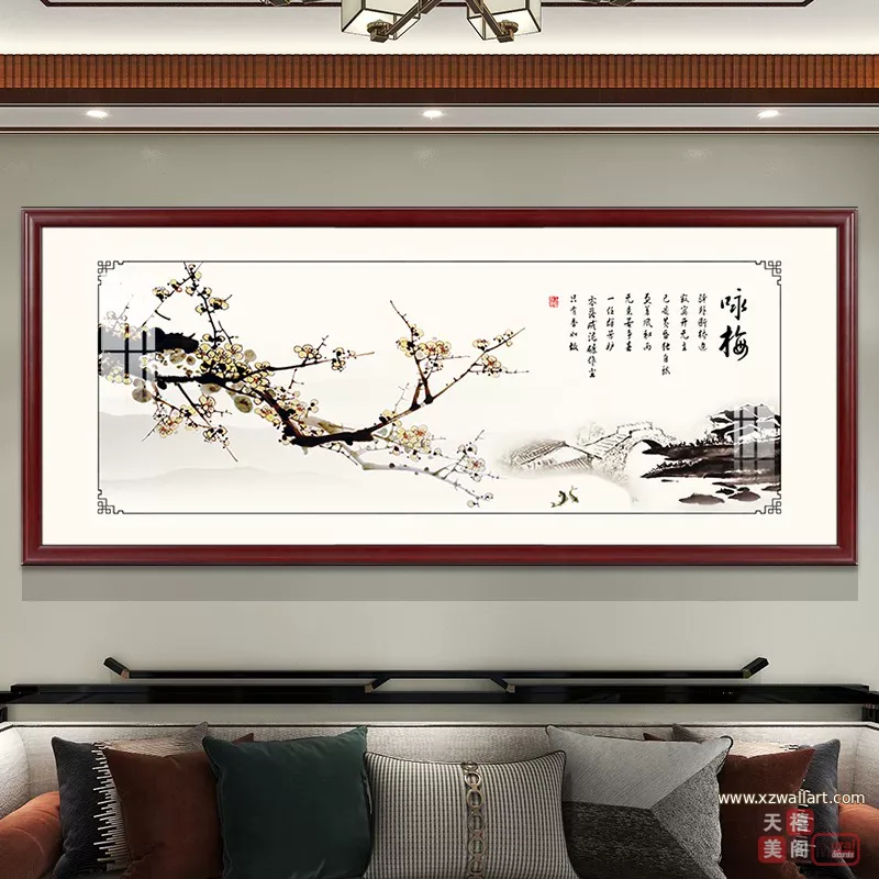 抽象 单幅 装饰画 新中式 客厅背景墙挂画 晶瓷画