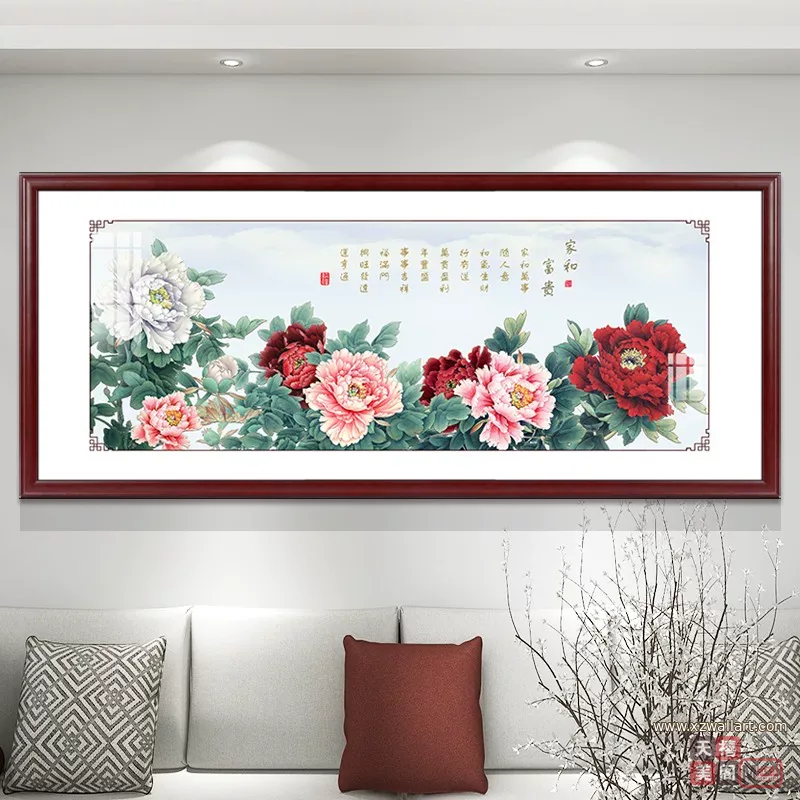 花 单幅 装饰画 新中式 客厅背景墙挂画 晶瓷画