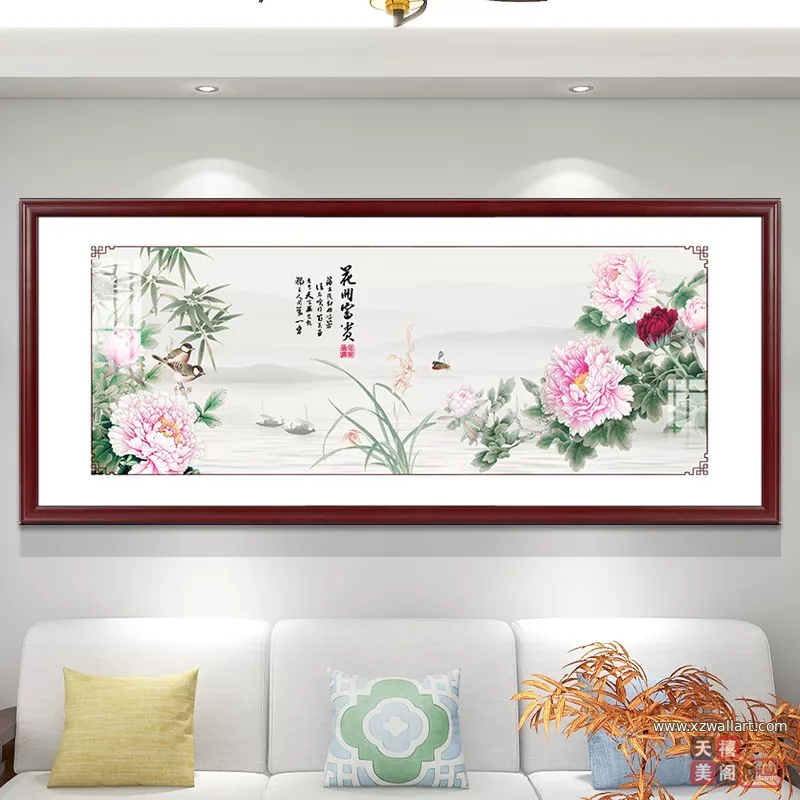 花 单幅 装饰画 新中式 客厅背景墙挂画 晶瓷画