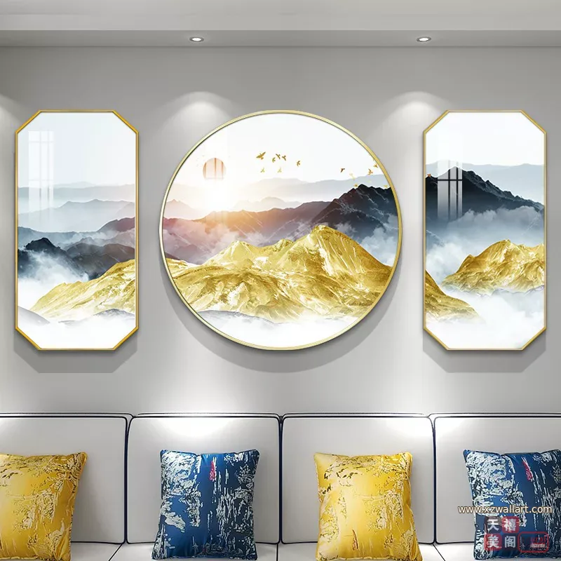 抽象 单幅 装饰画 新中式 客厅背景墙挂画 晶瓷画