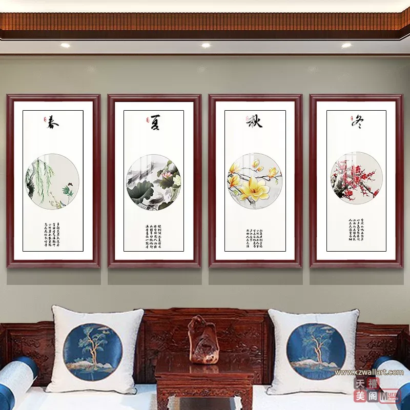 竹 单幅 装饰画 新中式 客厅背景墙挂画 晶瓷画