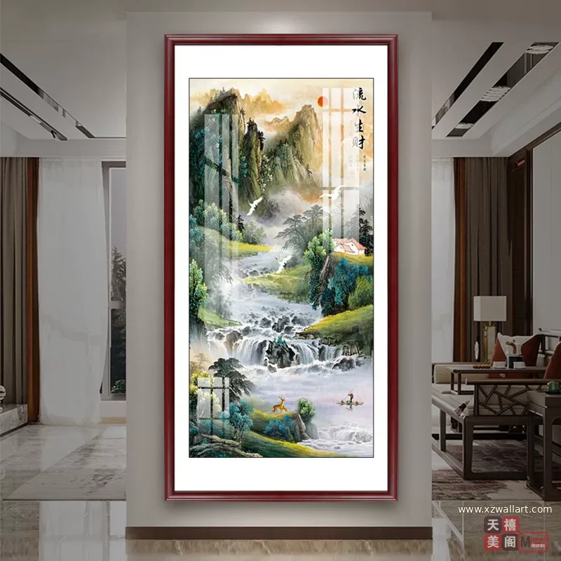抽象 单幅 装饰画 新中式 玄关背景墙挂画 晶瓷画