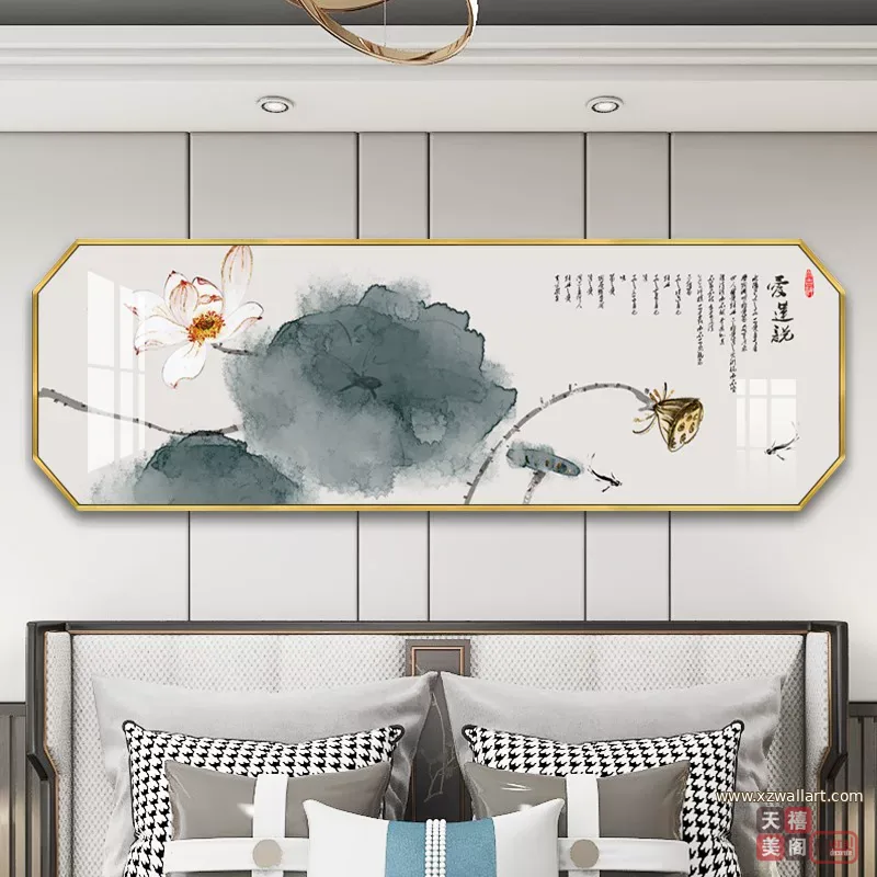 鱼 单幅 装饰画 新中式 卧室背景墙挂画 晶瓷画