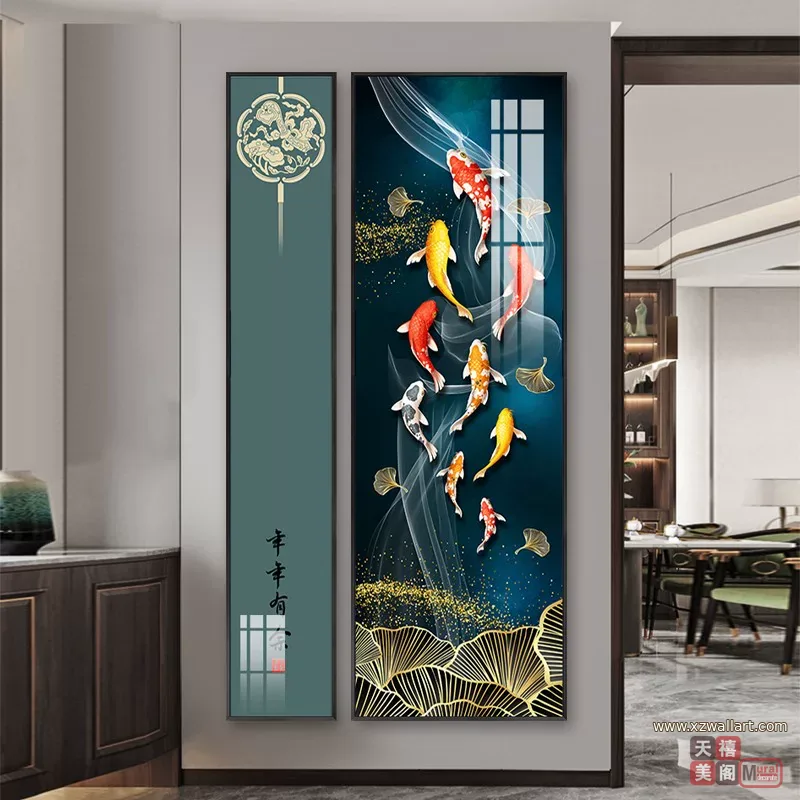 山水 单幅 装饰画 新中式 玄关背景墙挂画 晶瓷画