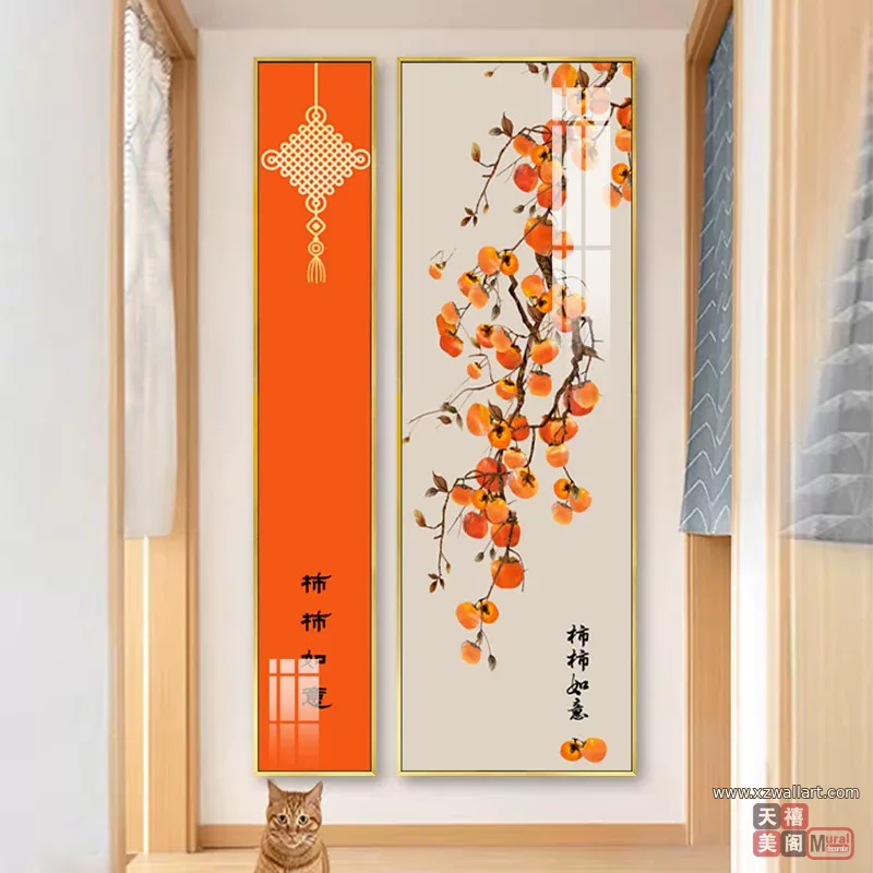 抽象 单幅 装饰画 新中式 玄关背景墙挂画 晶瓷画