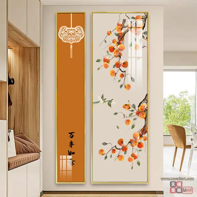 抽象 单幅 装饰画 新中式 玄关背景墙挂画 晶瓷画