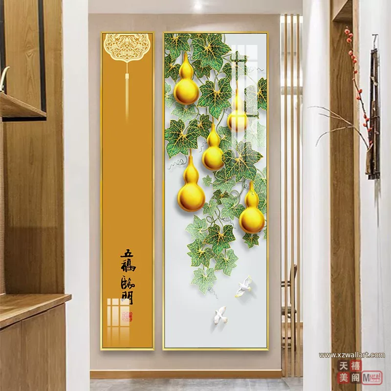 抽象 单幅 装饰画 新中式 玄关背景墙挂画 晶瓷画