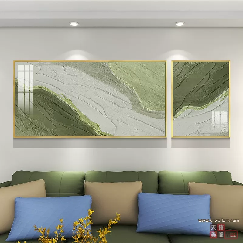 抽象 单幅 装饰画 奶油风 客厅背景墙挂画 晶瓷画