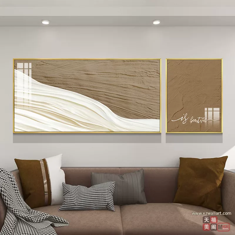 抽象 单幅 装饰画 奶油风 客厅背景墙挂画 晶瓷画