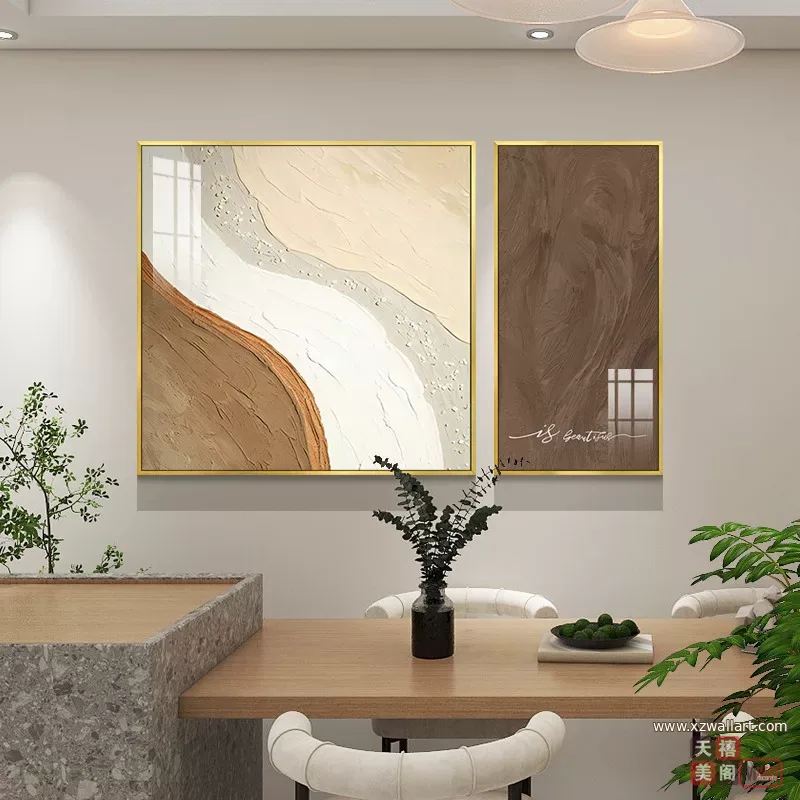 抽象 单幅 装饰画 奶油风 餐厅背景墙挂画 晶瓷画