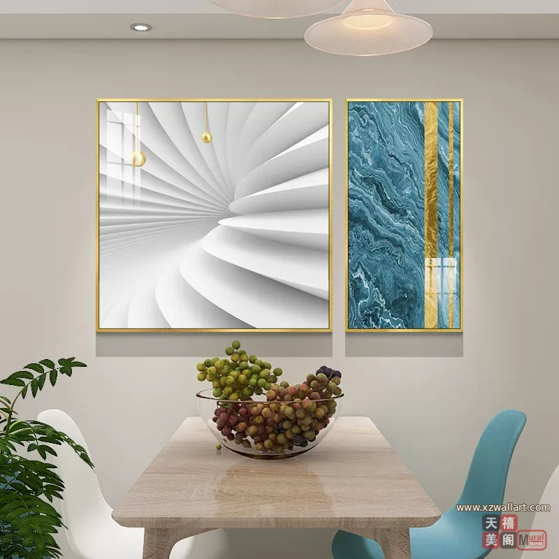 抽象 单幅 装饰画 奶油风 餐厅背景墙挂画 晶瓷画