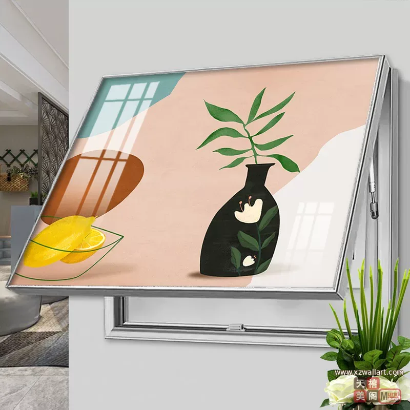 抽象 单幅 装饰画 现代简约 餐厅背景墙挂画 晶瓷画