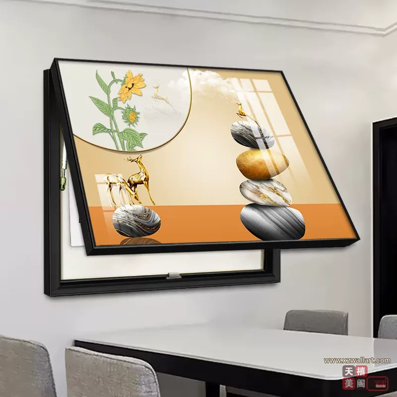 抽象 单幅 装饰画 现代简约 餐厅背景墙挂画 晶瓷画