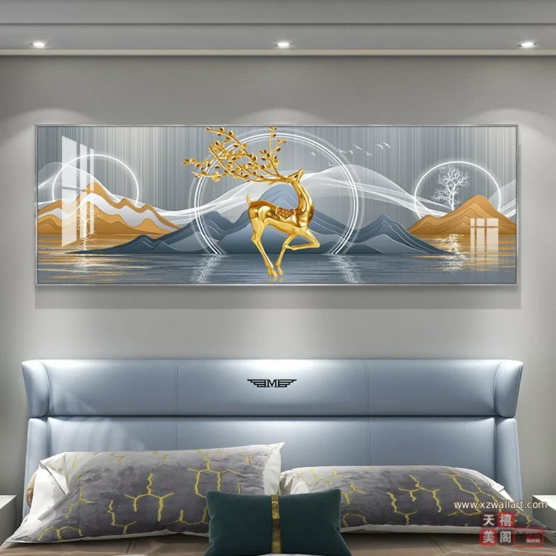 抽象 单幅 装饰画 轻奢风 卧室背景墙挂画 晶瓷画