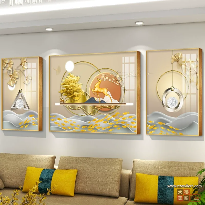 抽象 单幅 装饰画 轻奢风 客厅背景墙挂画 晶瓷画