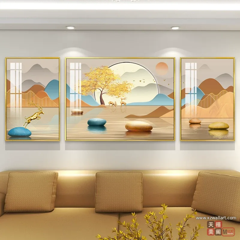 抽象 单幅 装饰画 轻奢风 客厅背景墙挂画 晶瓷画