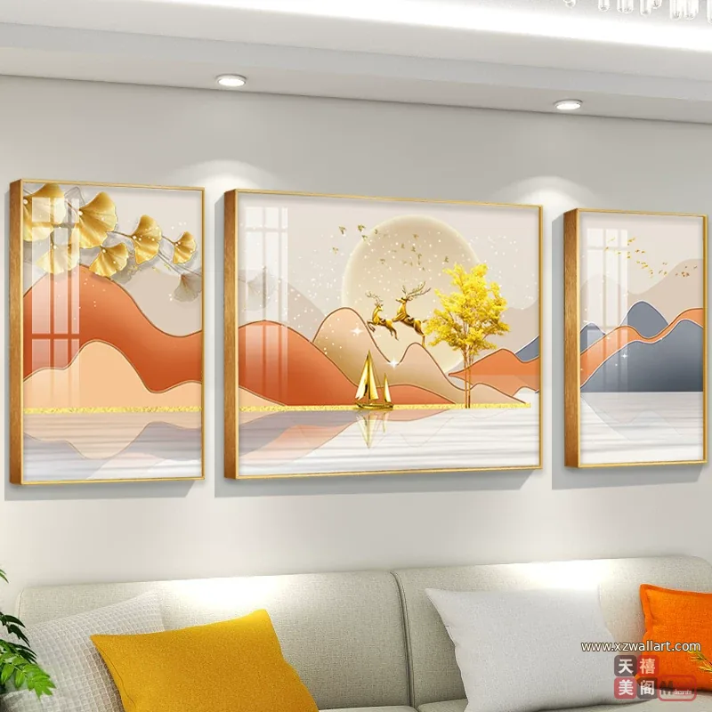 抽象 单幅 装饰画 轻奢风 客厅背景墙挂画 晶瓷画