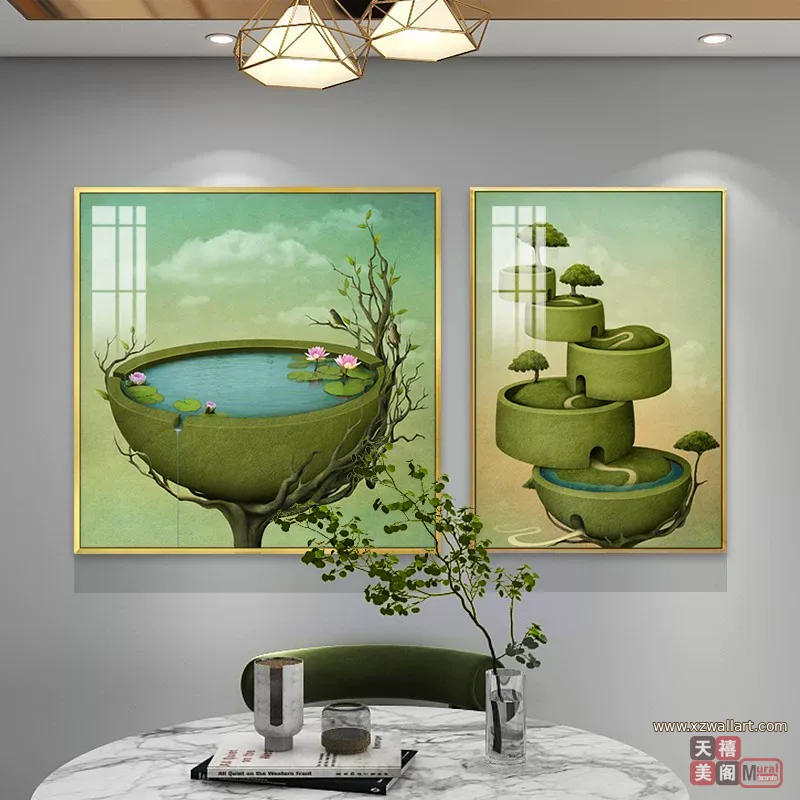 抽象 单幅 装饰画 美式 餐厅背景墙挂画 晶瓷画