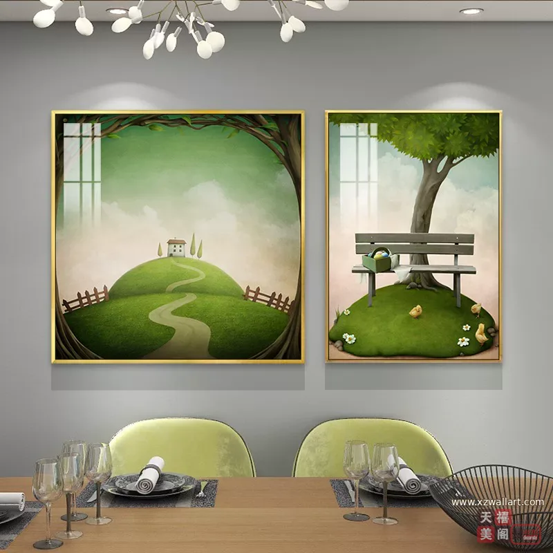 抽象 单幅 装饰画 美式 餐厅背景墙挂画 晶瓷画