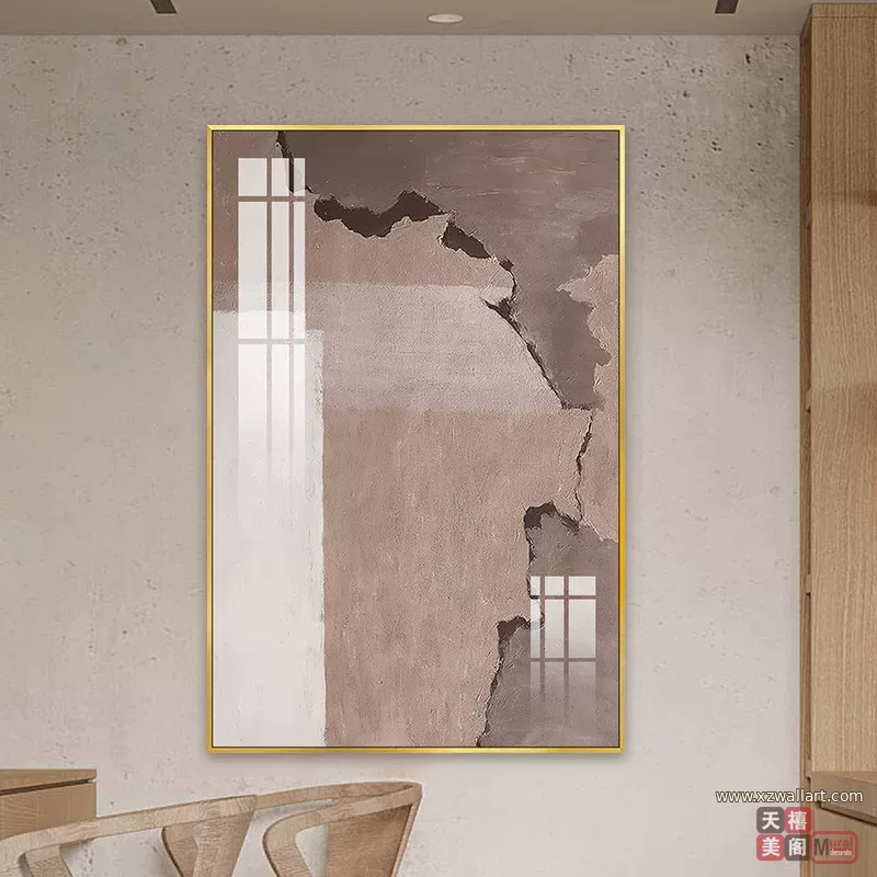 抽象 单幅 装饰画 奶油风 玄关背景墙挂画 晶瓷画