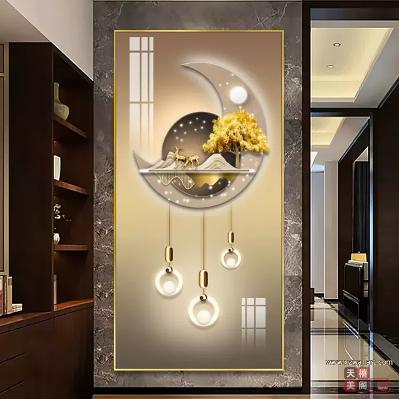抽象 单幅 装饰画 轻奢风 玄关背景墙挂画 晶瓷画