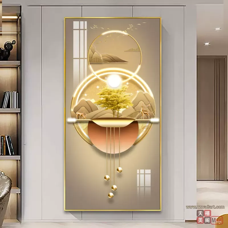 抽象 单幅 装饰画 轻奢风 玄关背景墙挂画 晶瓷画