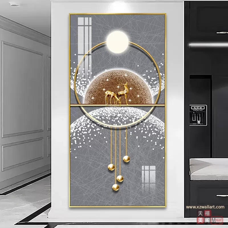 抽象 单幅 装饰画 轻奢风 玄关背景墙挂画 晶瓷画