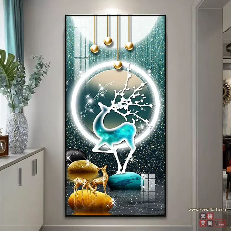 抽象 单幅 装饰画 轻奢风 玄关背景墙挂画 晶瓷画