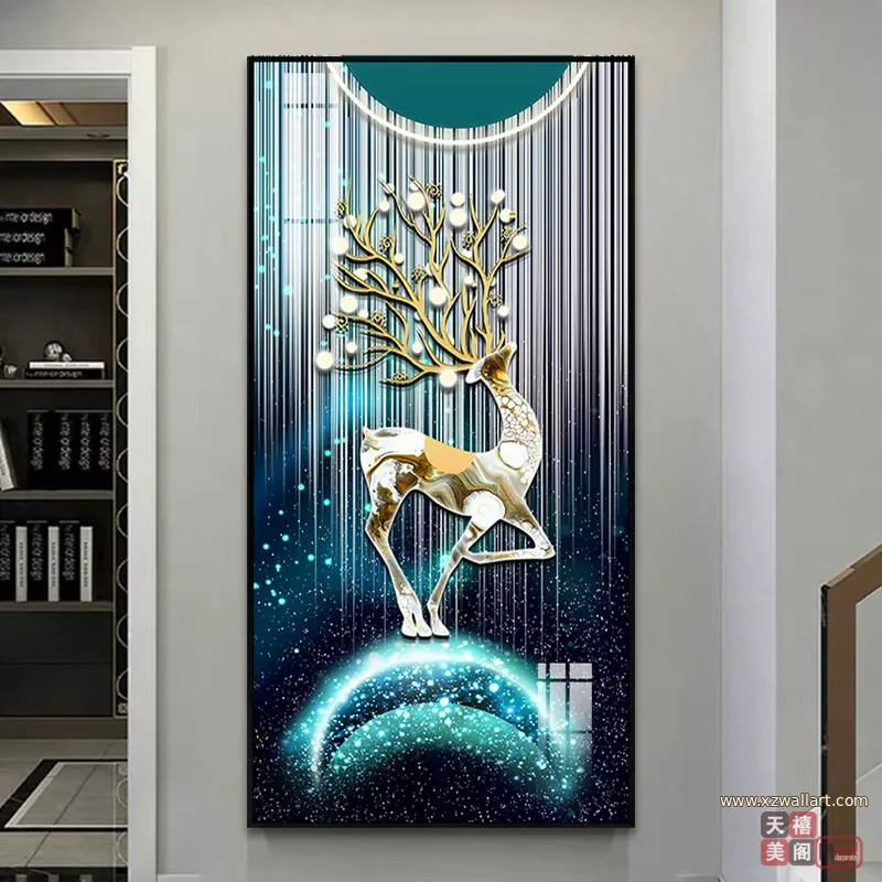 抽象 单幅 装饰画 轻奢风 玄关背景墙挂画 晶瓷画