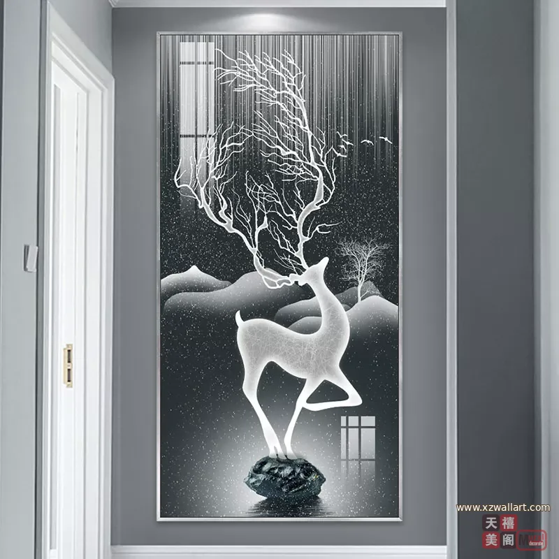 抽象 单幅 装饰画 轻奢风 玄关背景墙挂画 晶瓷画