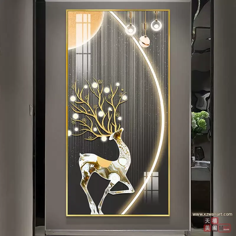 抽象 单幅 装饰画 轻奢风 玄关背景墙挂画 晶瓷画