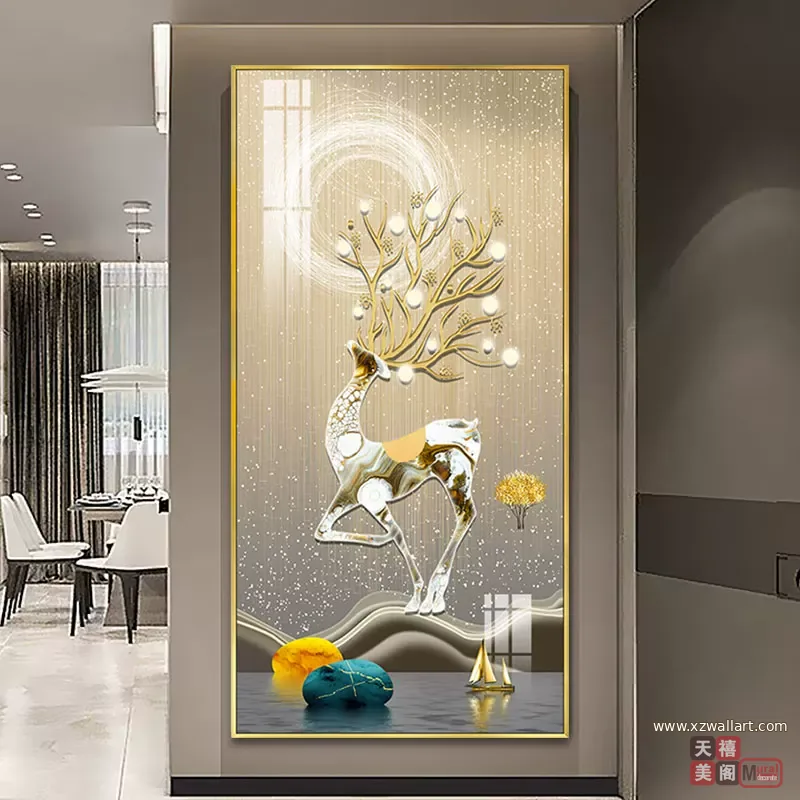 抽象 单幅 装饰画 轻奢风 玄关背景墙挂画 晶瓷画