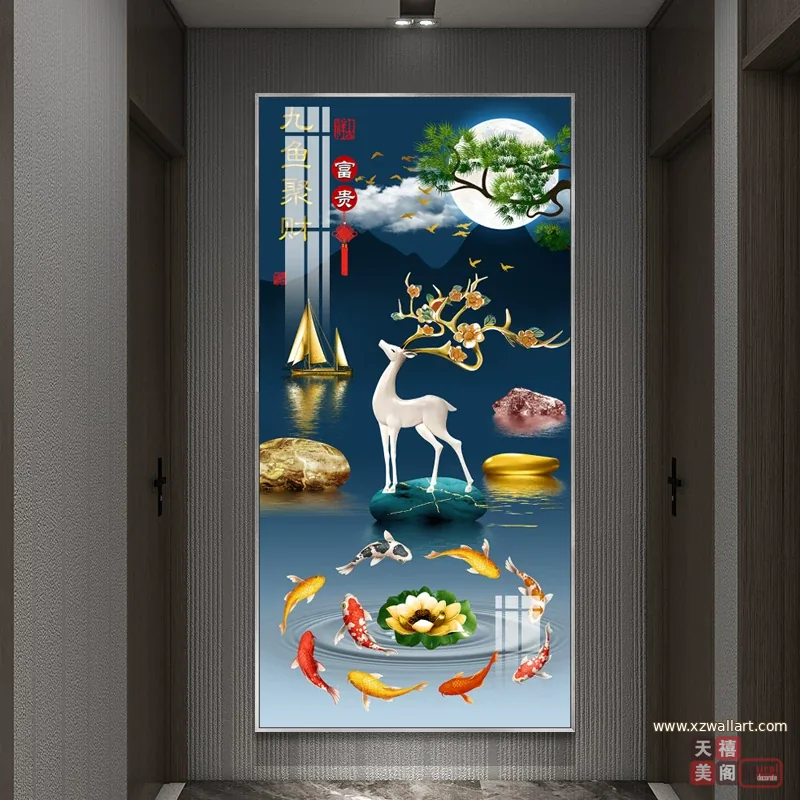 抽象 单幅 装饰画 轻奢风 玄关背景墙挂画 晶瓷画