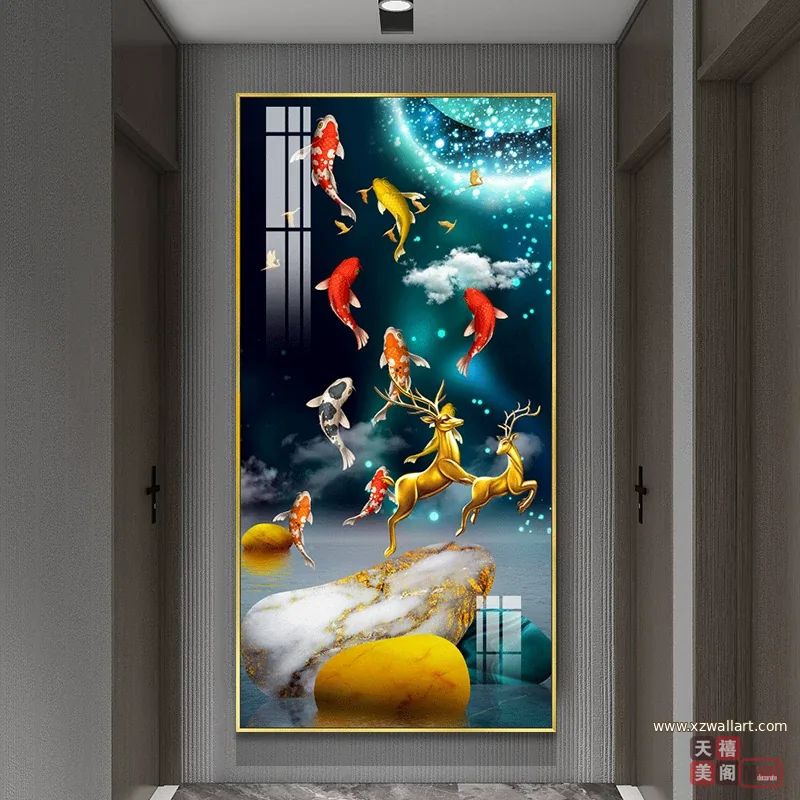 抽象 单幅 装饰画 轻奢风 玄关背景墙挂画 晶瓷画