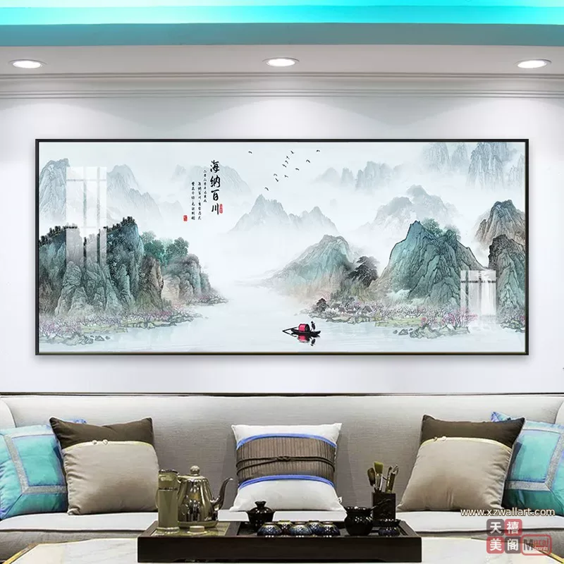 抽象 单幅 装饰画 新中式 客厅背景墙挂画 晶瓷画