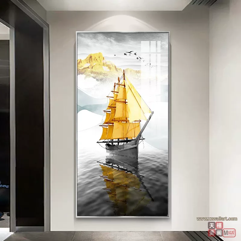 抽象 单幅 装饰画 现代简约 玄关背景墙挂画 晶瓷画