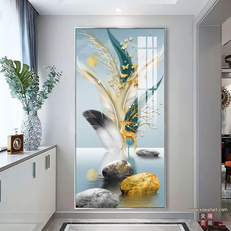 抽象 单幅 装饰画 轻奢风 玄关背景墙挂画 晶瓷画