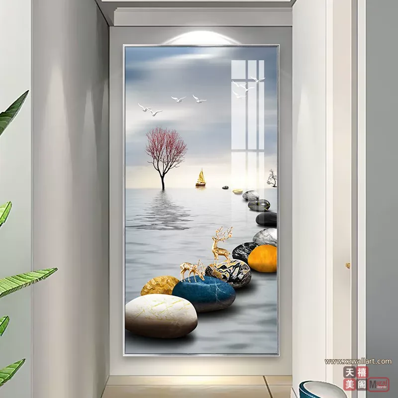 抽象 单幅 装饰画 轻奢风 玄关背景墙挂画 晶瓷画