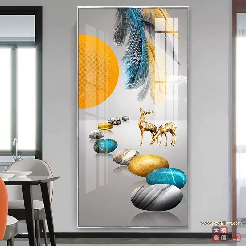 石 单幅 装饰画 现代简约 玄关背景墙挂画 晶瓷画