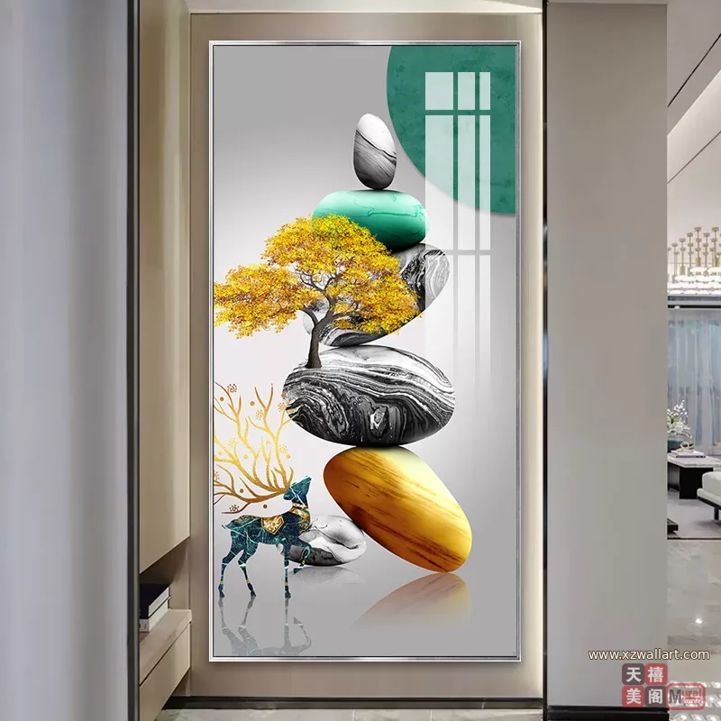 石 单幅 装饰画 现代简约 玄关背景墙挂画 晶瓷画