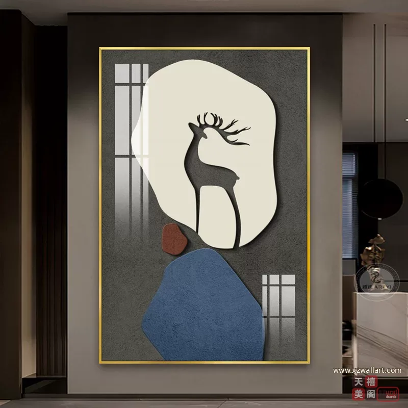 抽象 单幅 装饰画 复古怀旧 玄关背景墙挂画 晶瓷画