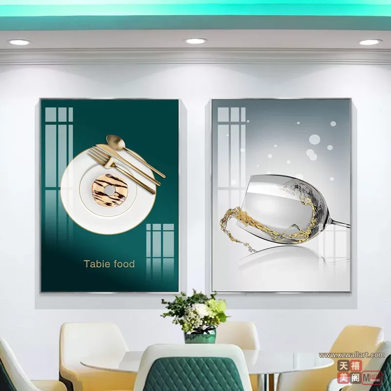 抽象 单幅 装饰画 现代简约 餐厅背景墙挂画 晶瓷画