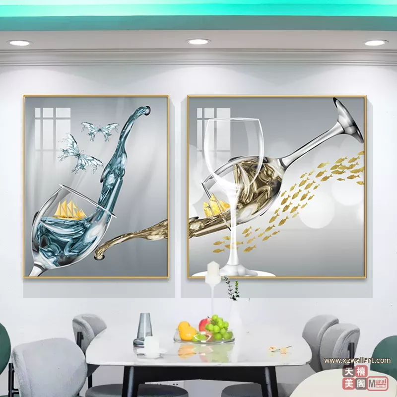 抽象 单幅 装饰画 北欧风 餐厅背景墙挂画 晶瓷画