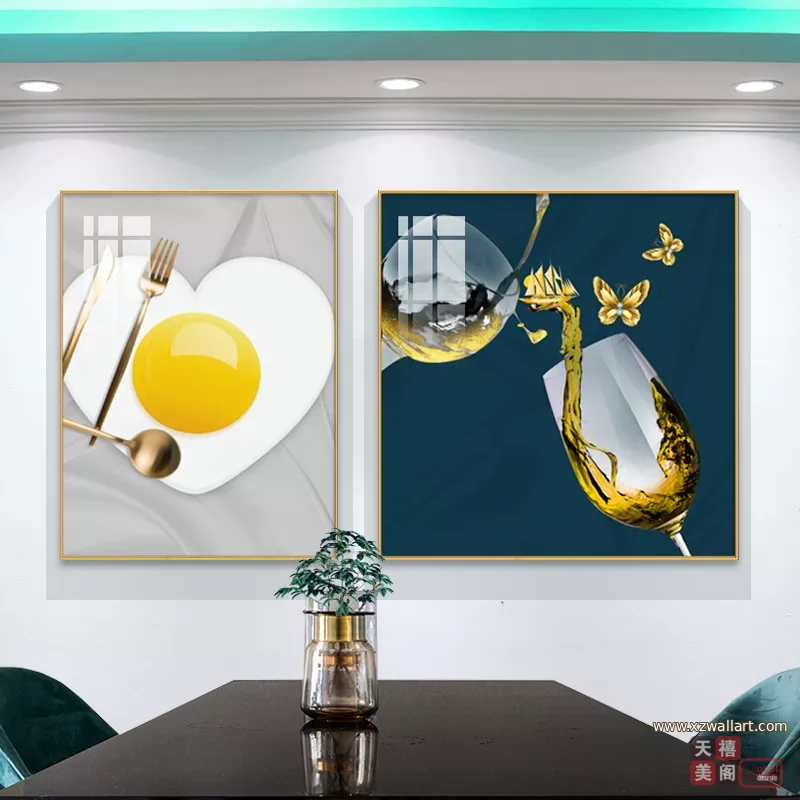 抽象 单幅 装饰画 北欧风 餐厅背景墙挂画 晶瓷画