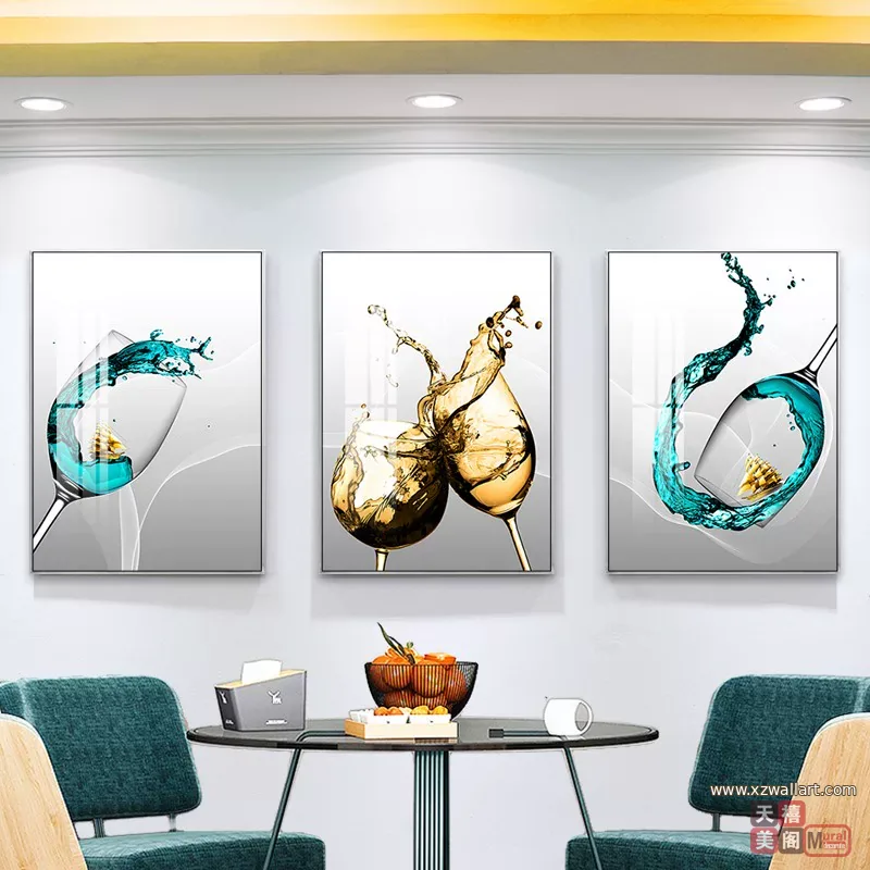 抽象 单幅 装饰画 轻奢风 餐厅背景墙挂画 晶瓷画