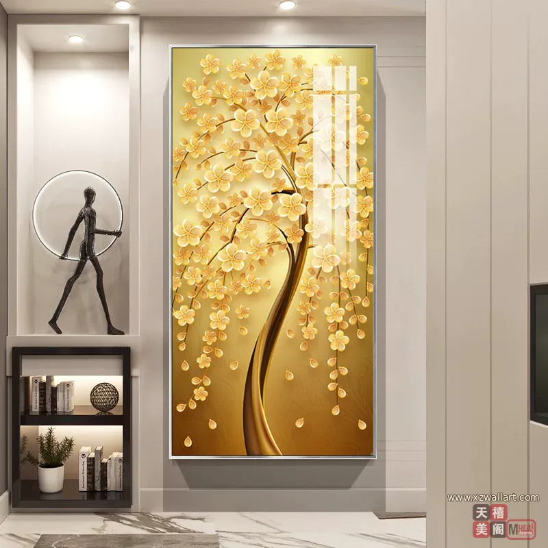 树 单幅 装饰画 轻奢风 玄关背景墙挂画 晶瓷画